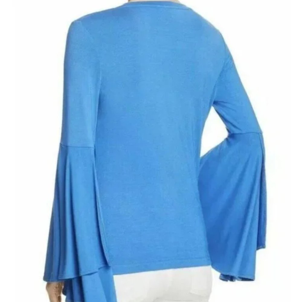 NWT! LE GALI Cobalt Blue "Jenny" Jersey Large Bell Sleeves Pullover Top, Small - Picture 2 of 2